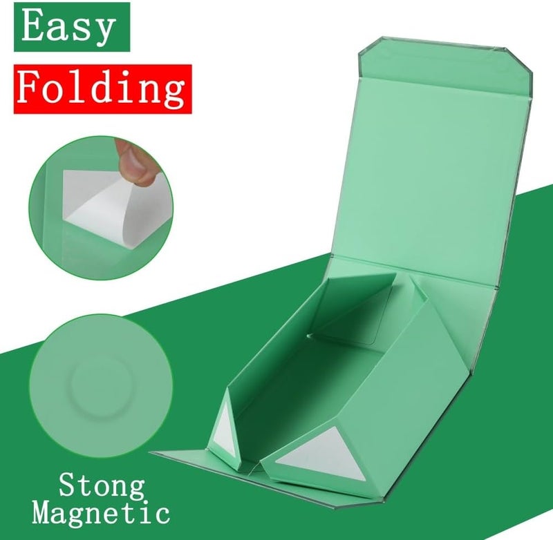 PACKGILO 6 Pcs Small Green Gift Box 8x8x4 Inch Magnetic Gift Box Small Magnetic Box with Crinkle Paper Green Small Gift Box with Shredded Paper Luxury Gift Boxes with Lids for Presents - Image 5